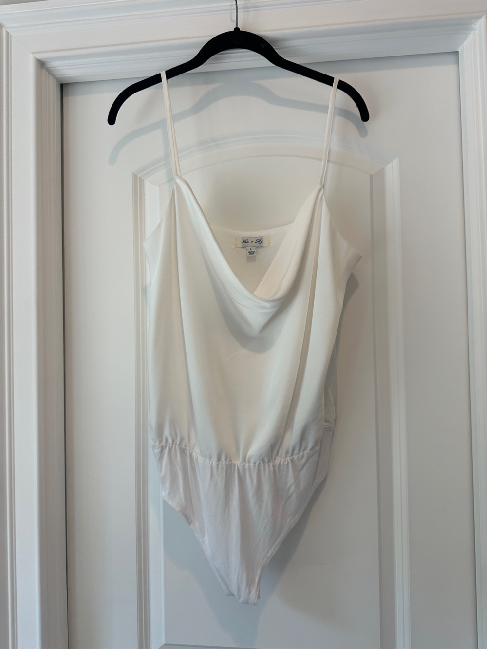 She+Sky White Cowl Neck Bodysuit